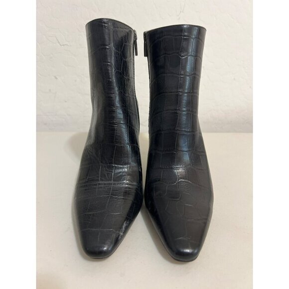 Vince Camuto Allost 9M/40 Leather Upper Croc Printed Bootie Side Zip Entry NWOB - Picture 1 of 8